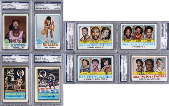 1973/74 Topps Basketball Signed Cards Collection (33 Different) Including 13 Hall of Fame Signatures